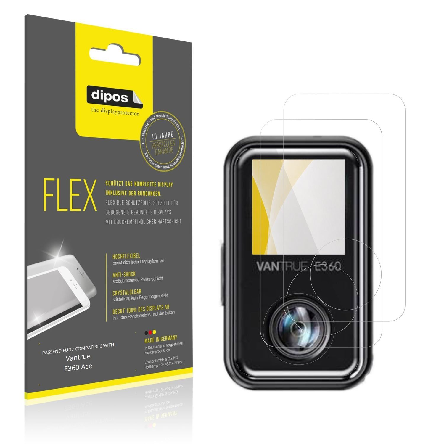2x 3D Full Cover Schutzfolie für Vantrue E360 Ace (1)