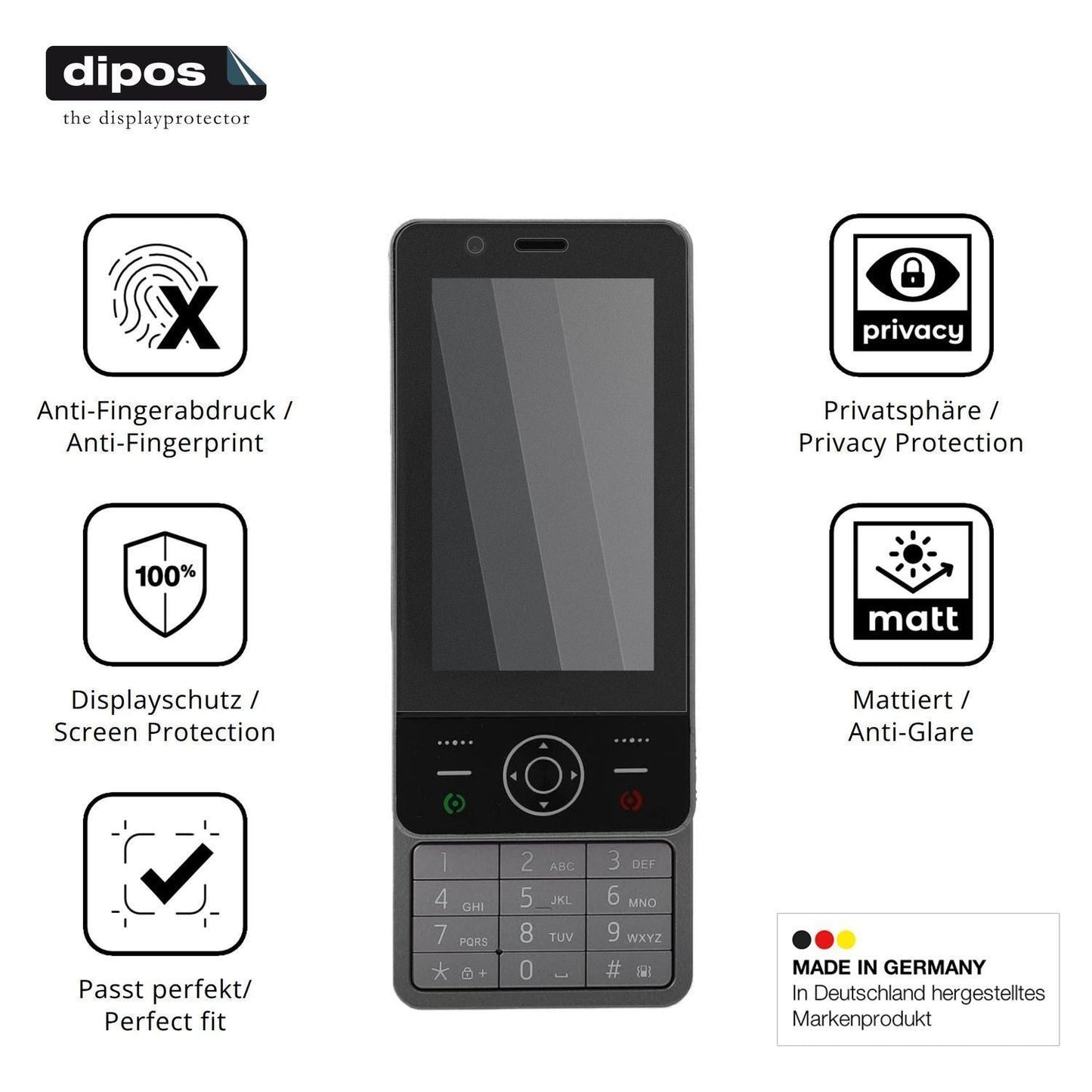 Blickschutzfolie für Yanmis 4G Slide Phone matt Sc (5)