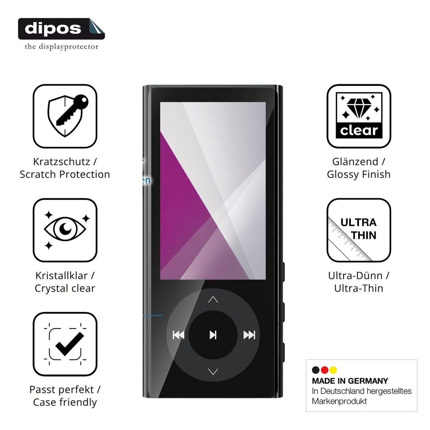 4x Schutzfolie klar für PlayerPure A9 MP3-Player D (7)