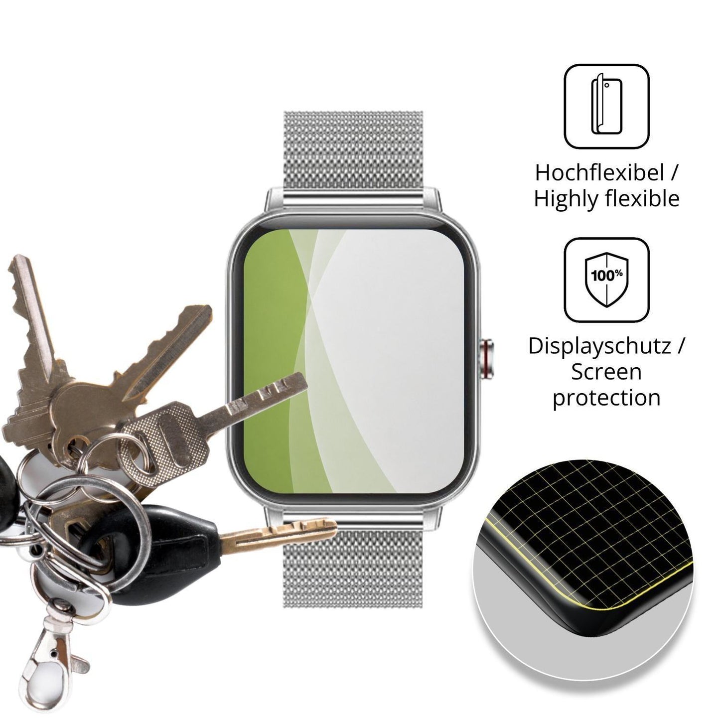2x Full Cover Schutzfolie matt für Betatree Smartw (3)