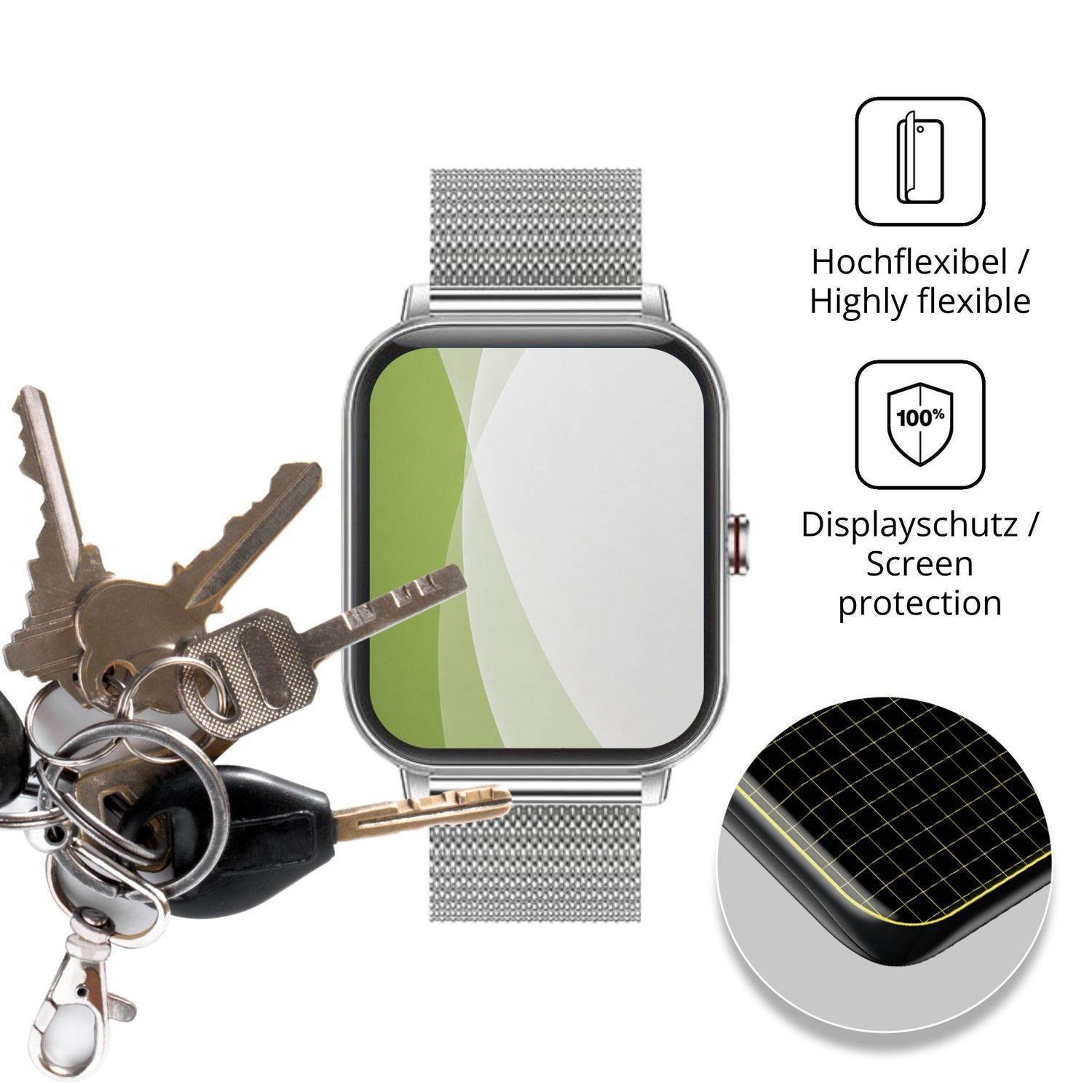 2x Full Cover Schutzfolie matt für Betatree Smartw (3)