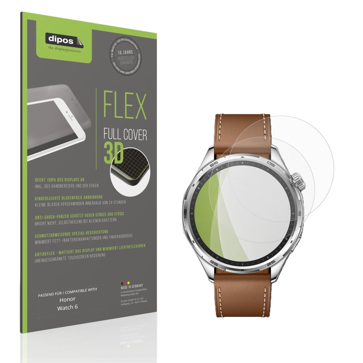 2x Full Cover Schutzfolie matt für Honor Watch 6 (1)