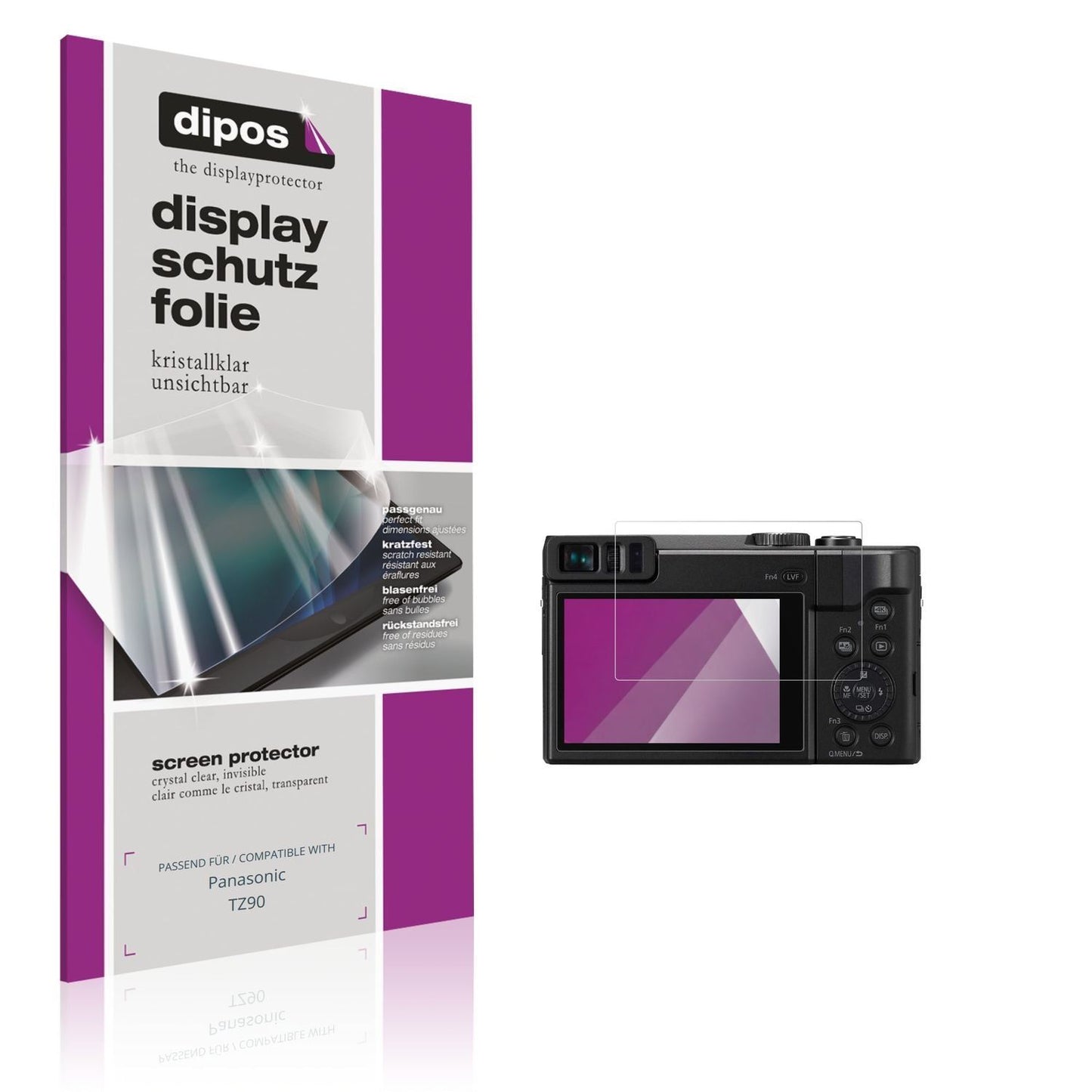 4x Schutzfolie klar für Panasonic TZ90 Display-Sch (1)
