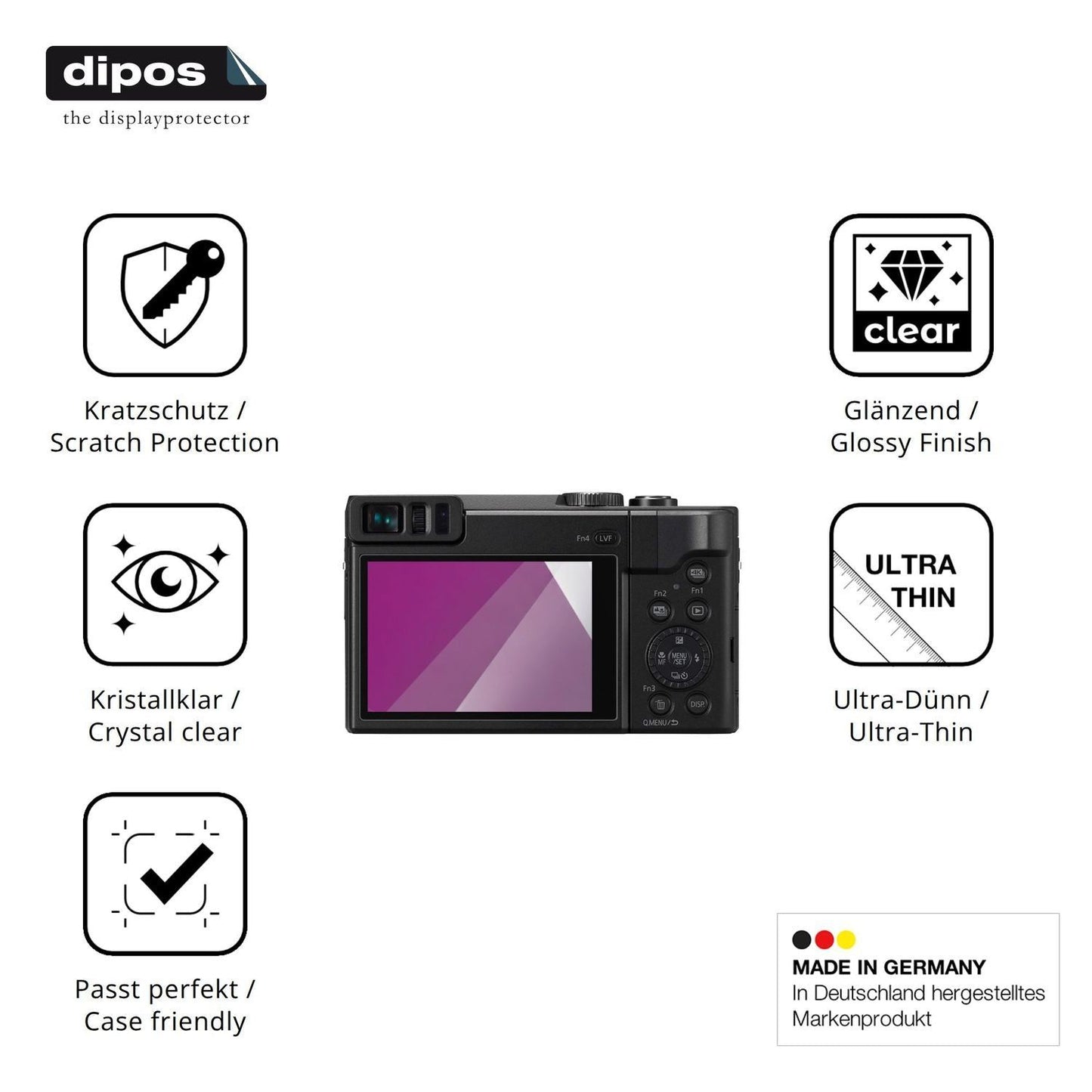 4x Schutzfolie klar für Panasonic TZ90 Display-Sch (7)