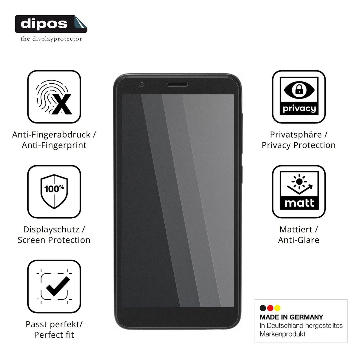 Blickschutzfolie für ZTE Blade A3 Plus matt Schutz (5)