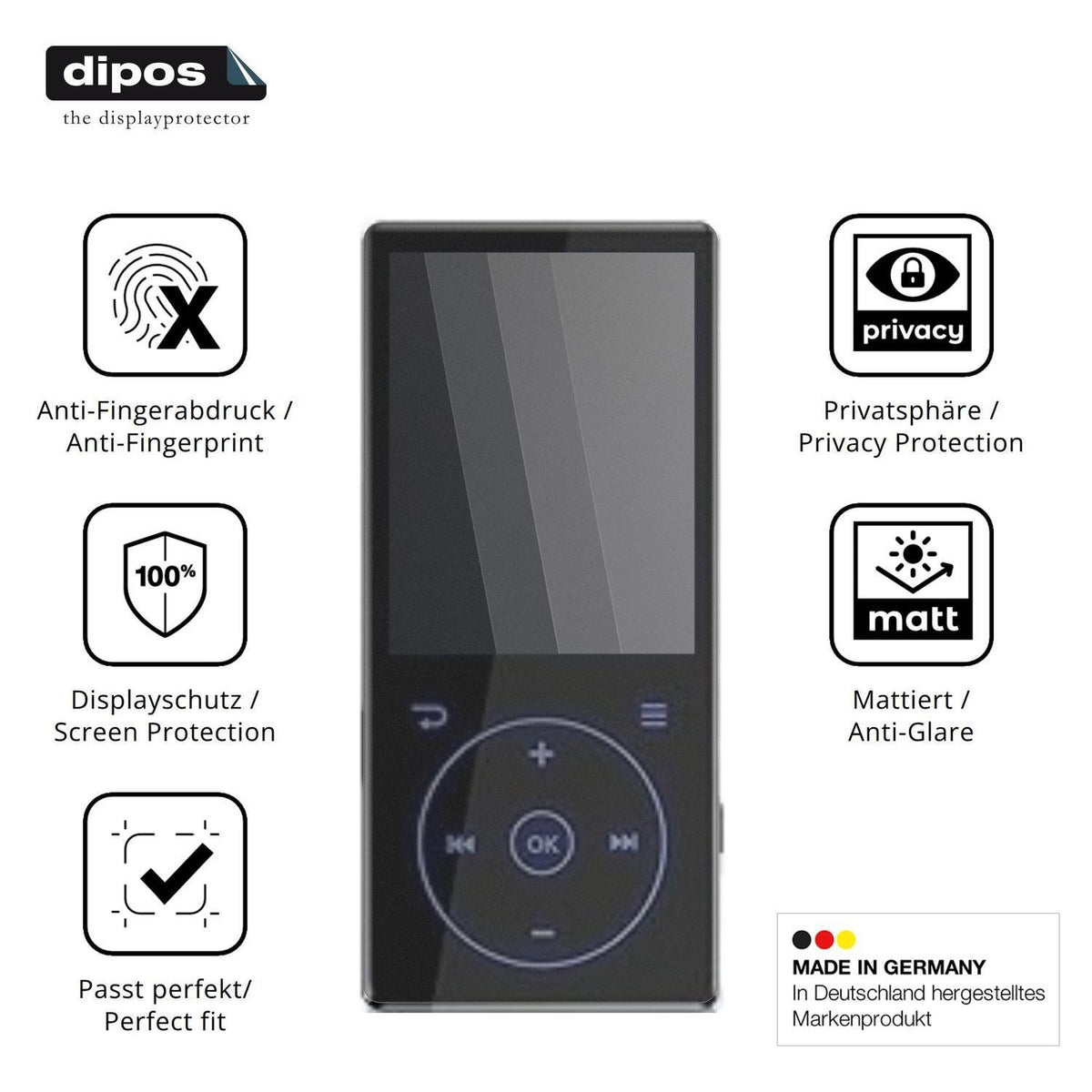 Blickschutzfolie für PlayerPure A3 MP3-Player matt (5)