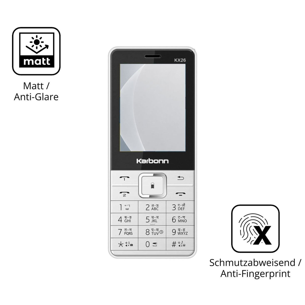 2x 9H Schutzfolie matt für Karbonn KX26 Panzerfoli (5)