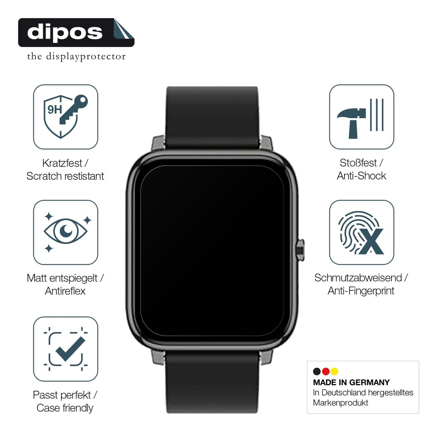 2x 9H Schutzfolie matt für Popglory Smartwatch Pan (7)