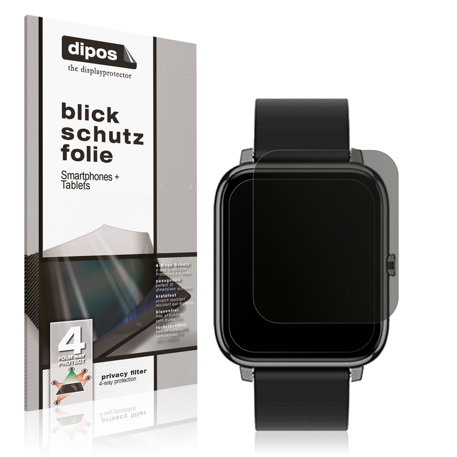 Blickschutzfolie für Popglory Smartwatch matt Schu (1)