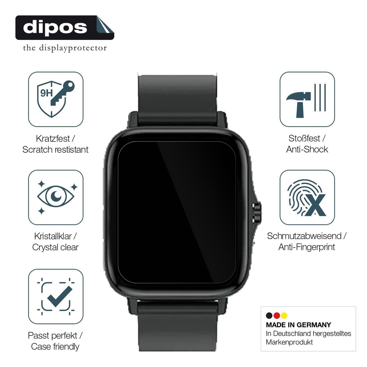 2x 9H Schutzfolie für Kaseemi 1,7 Zoll Smartwatch  (7)