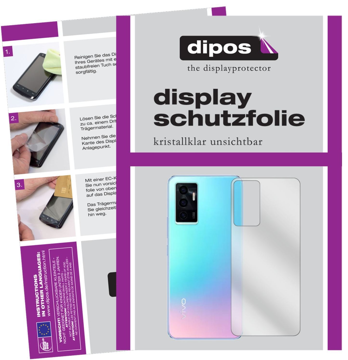 5x Schutzfolie klar für Vivo V23e 5G Rückseite Dis (1)