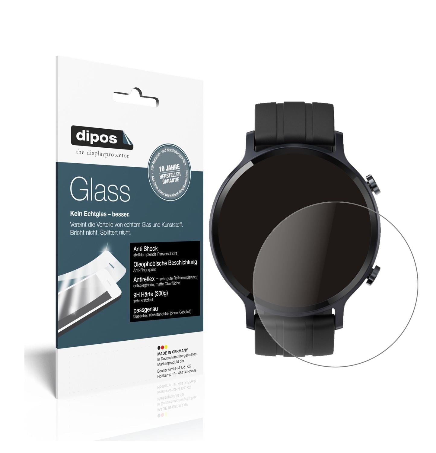 2x 9H Schutzfolie matt für Oppo Realme Watch S Pan (1)