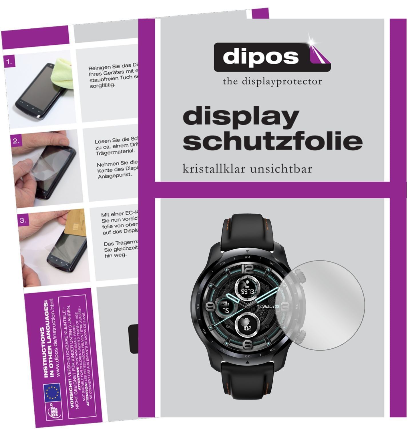 2x Schutzfolie klar für TicWatch Pro 3 GPS Display (1)