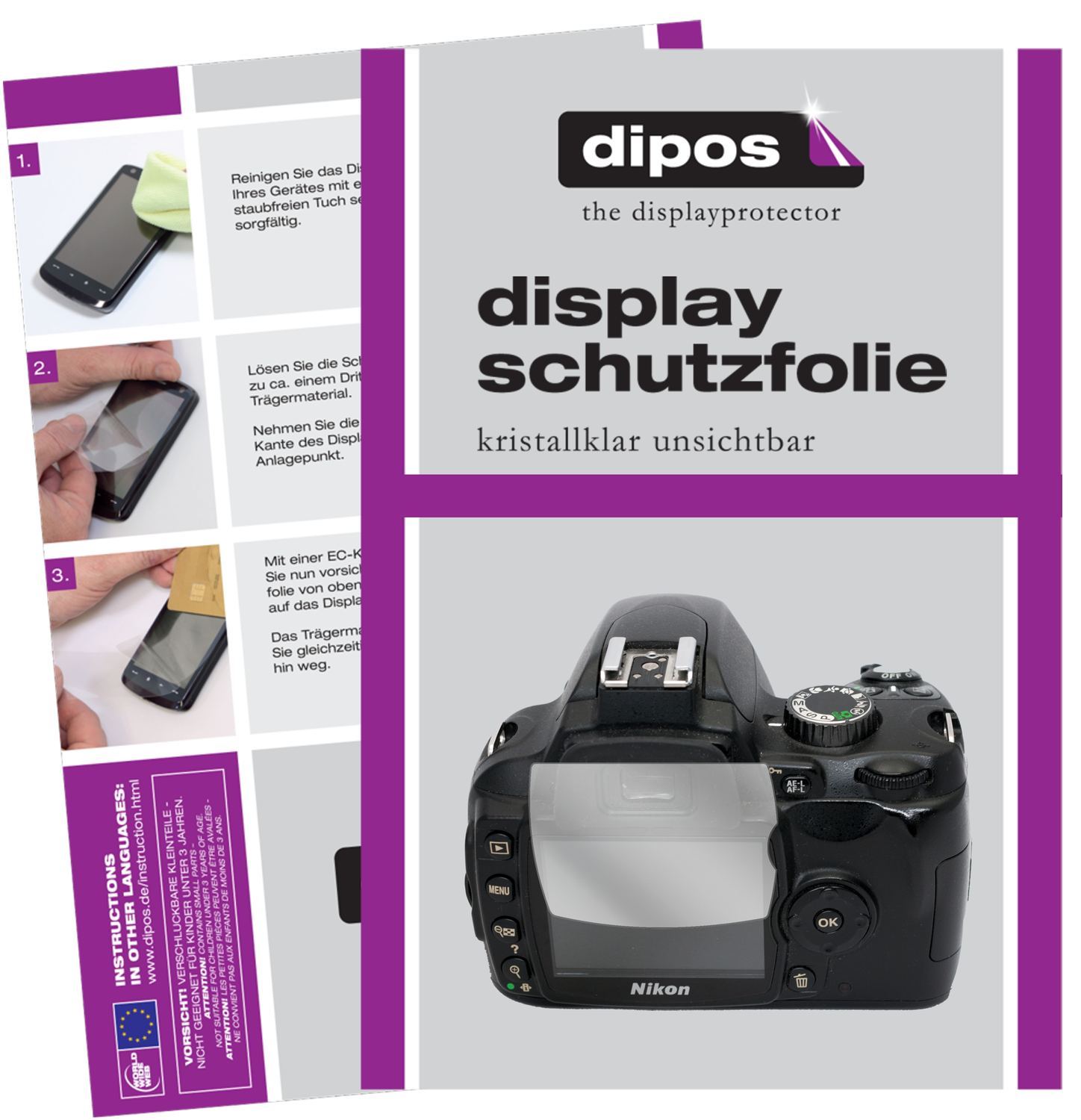 2x Schutzfolie klar für Nikon D60 Display-Schutzfo (1)