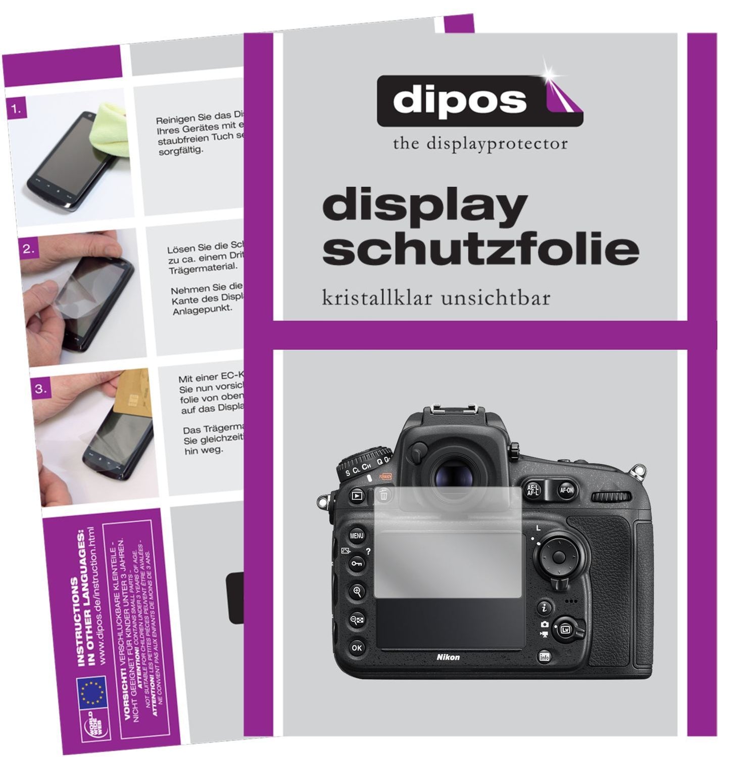 5x Schutzfolie klar für Nikon D810A Display-Schutz (1)