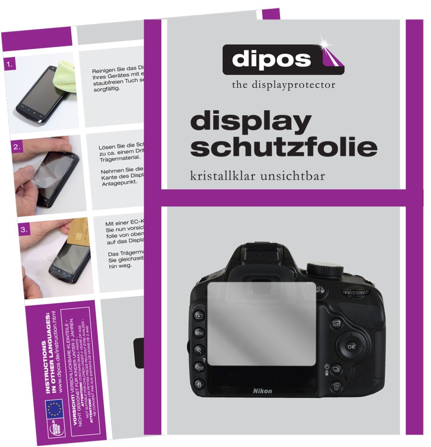 5x Schutzfolie klar für Nikon D3200 Display-Schutz (1)