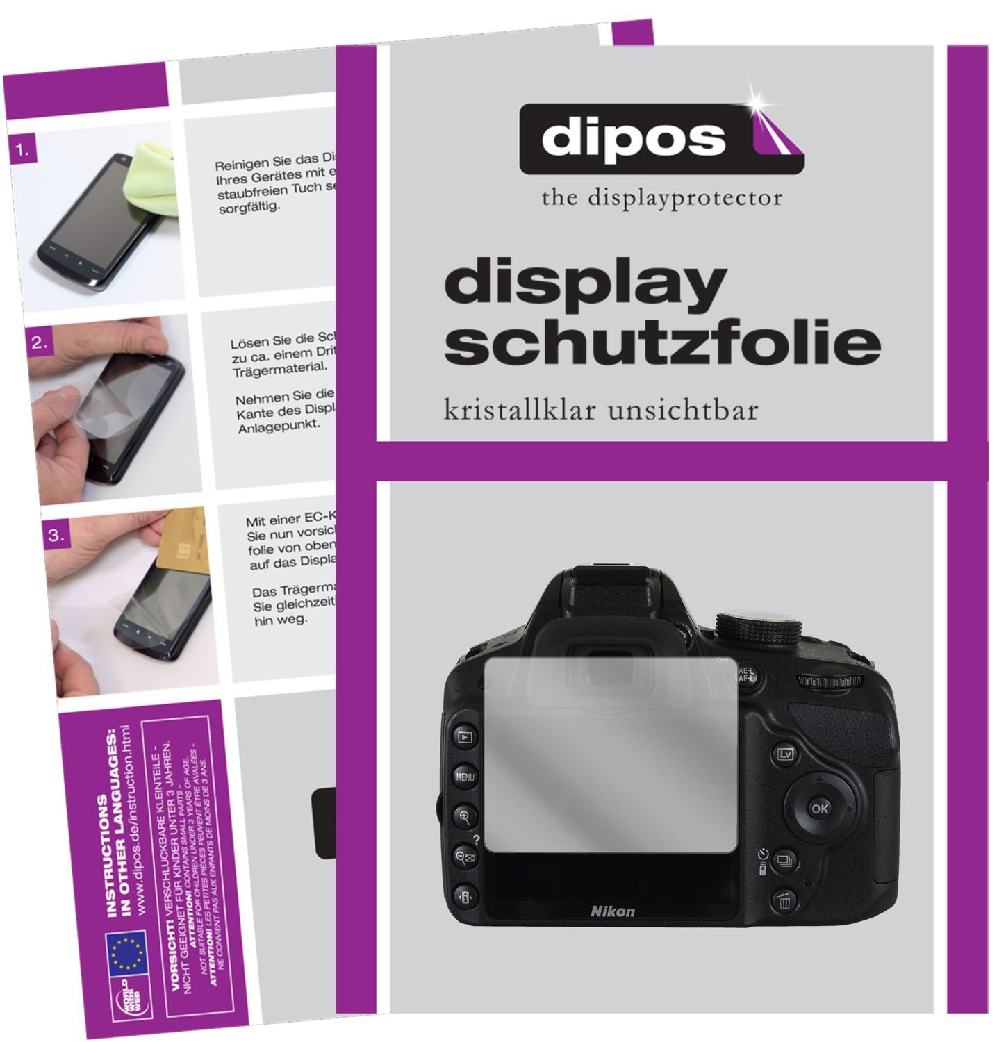 6x Schutzfolie klar für Nikon D3200 Display-Schutz (1)