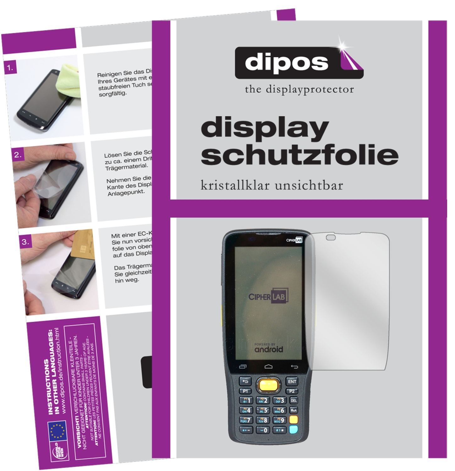 6x Schutzfolie klar für CipherLab RK25 Display-Sch (1)
