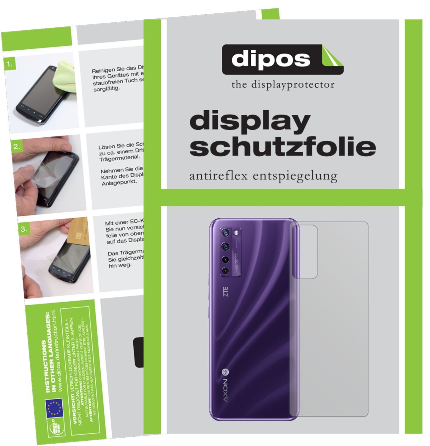 2x Schutzfolie matt für ZTE Axon 20 5G Rückseite D (1)