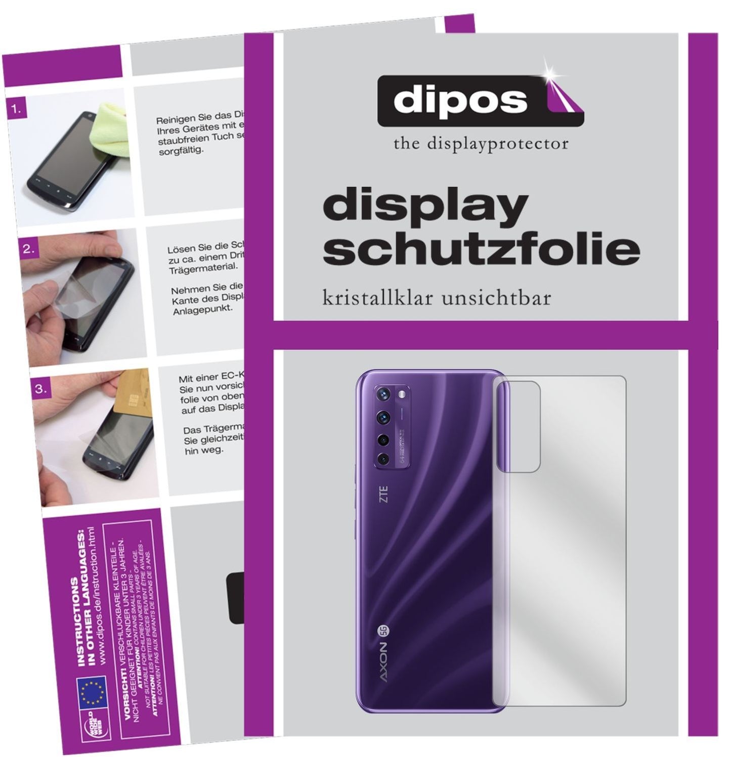 2x Schutzfolie klar für ZTE Axon 20 5G Rückseite D (1)