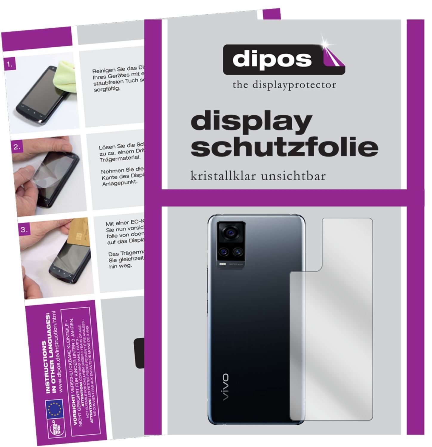 6x Schutzfolie klar für Vivo S7 5G Rückseite Displ (1)