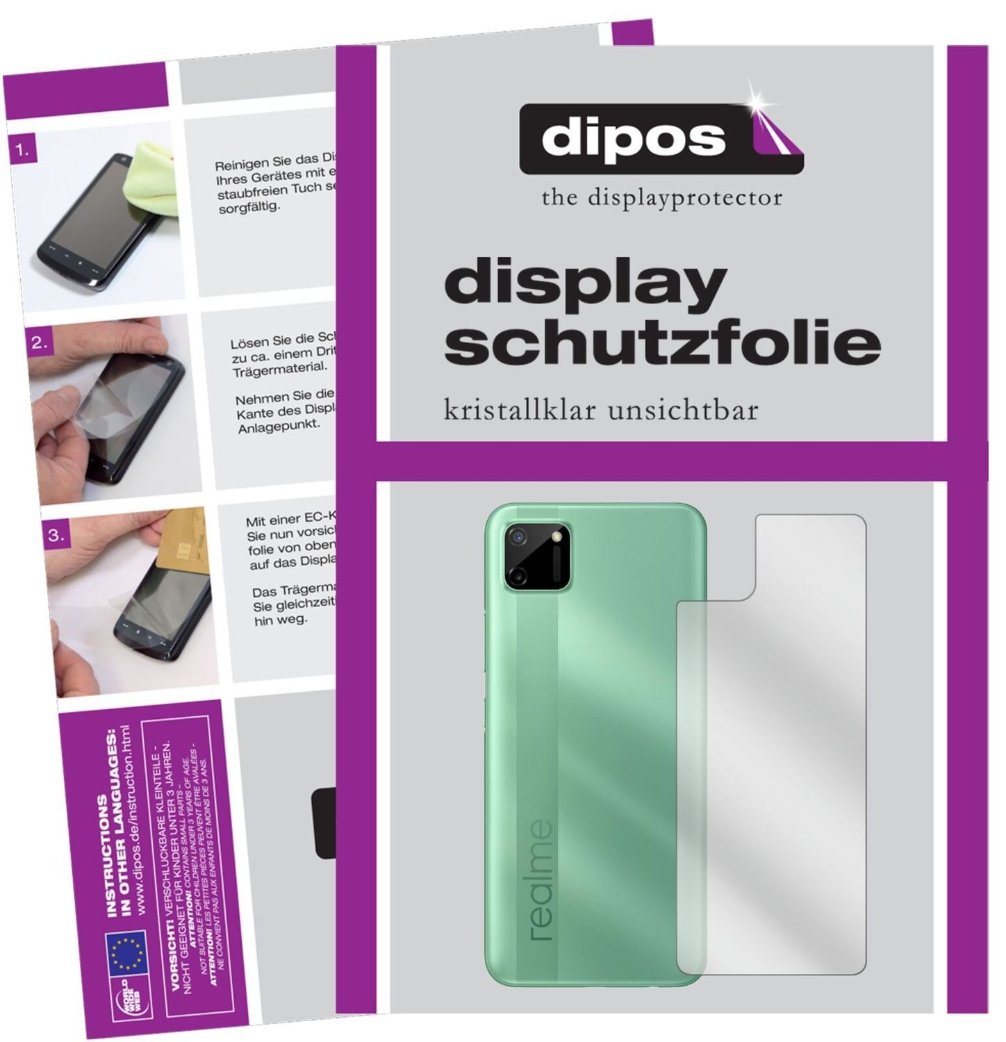 5x Schutzfolie klar für Oppo Realme C11 Rückseite  (1)
