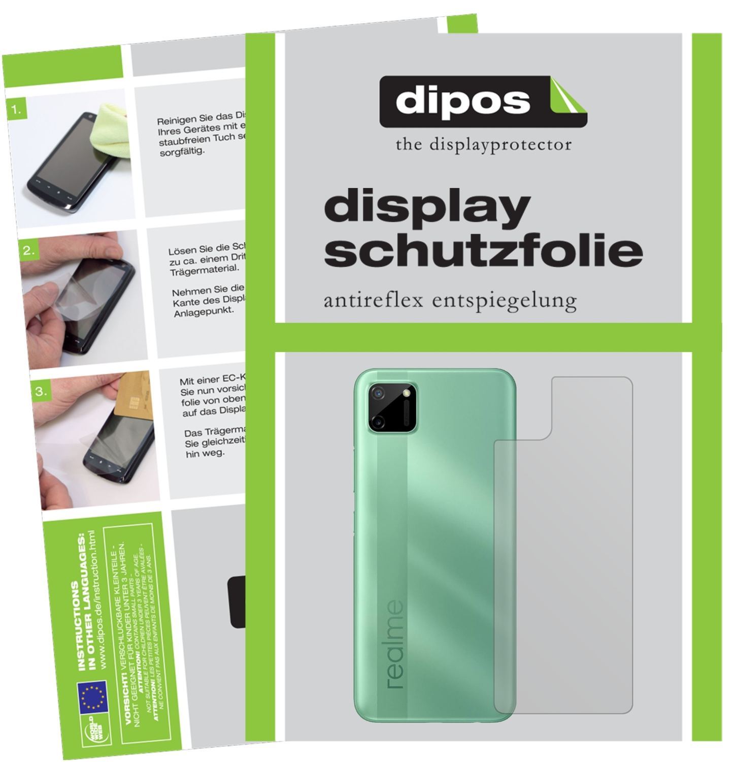 2x Schutzfolie matt für Oppo Realme C11 Rückseite  (1)