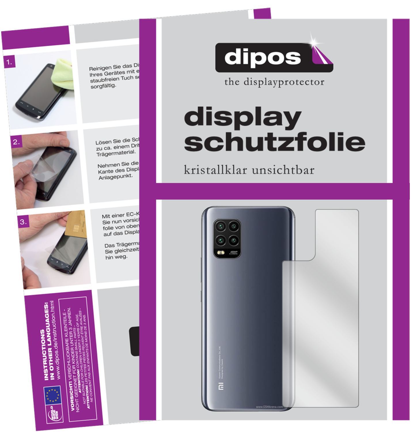 5x Schutzfolie klar für Xiaomi Mi 10 Lite 5G Rücks (1)