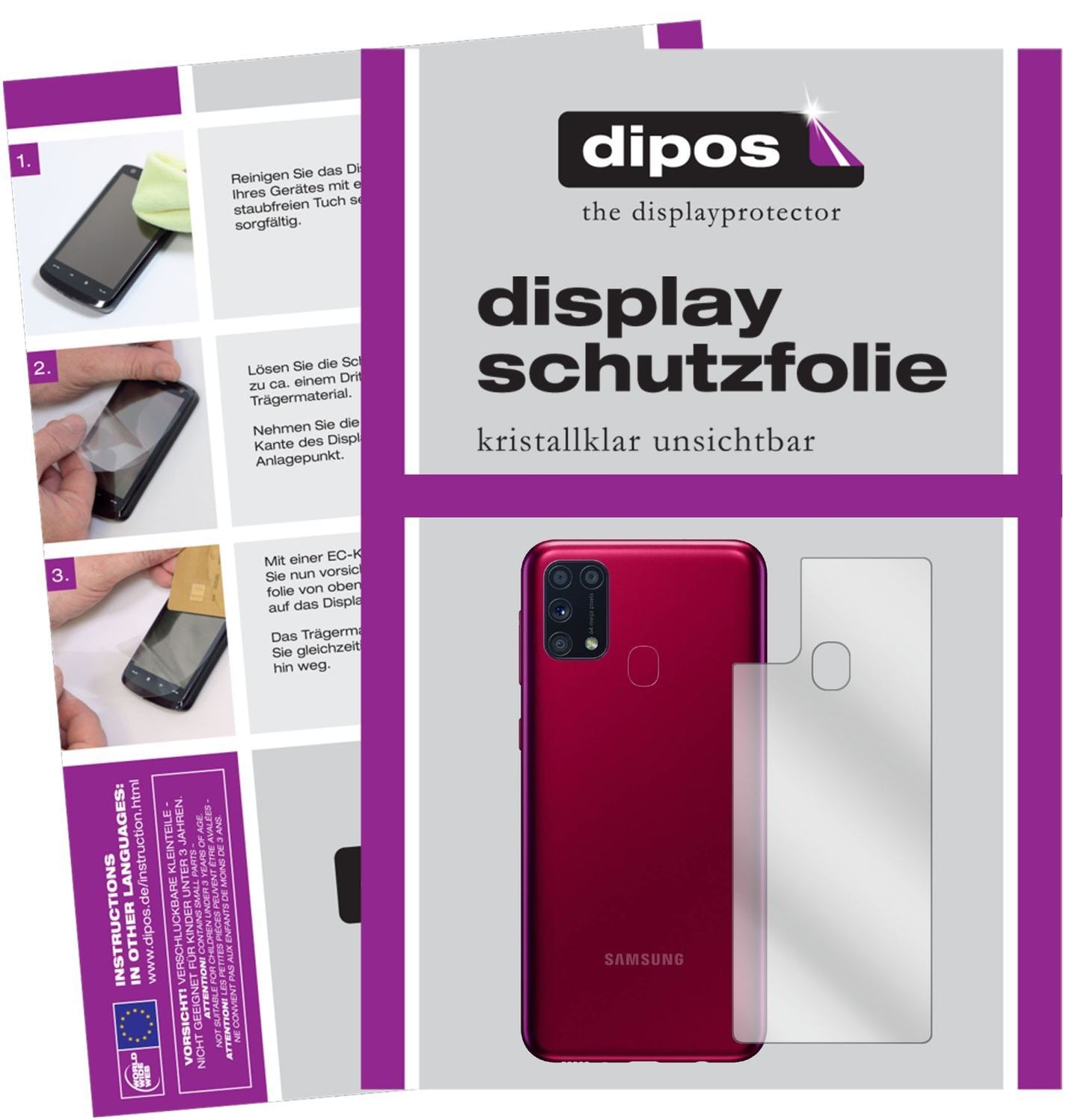 6x Schutzfolie klar für Samsung Galaxy M31 Rücksei (1)