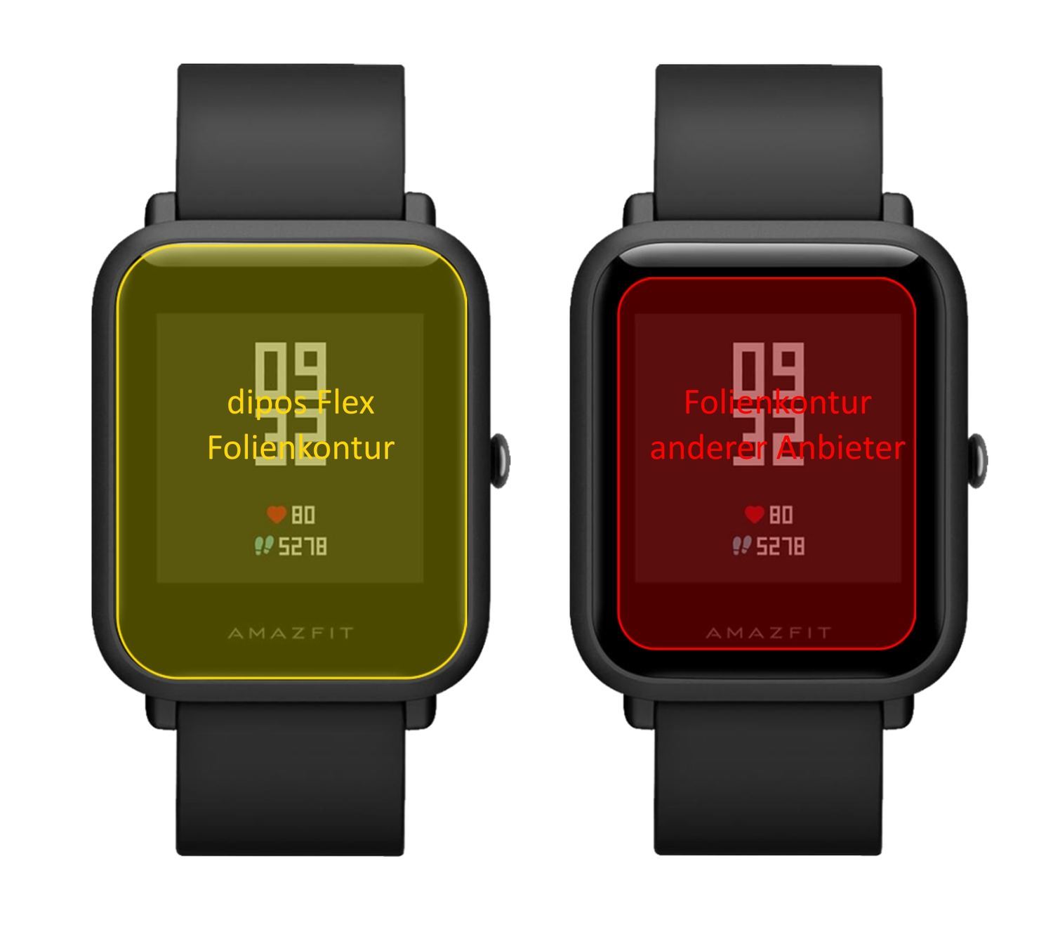 2x 3D Full Cover Schutzfolie für Huami Amazfit Bip (2)