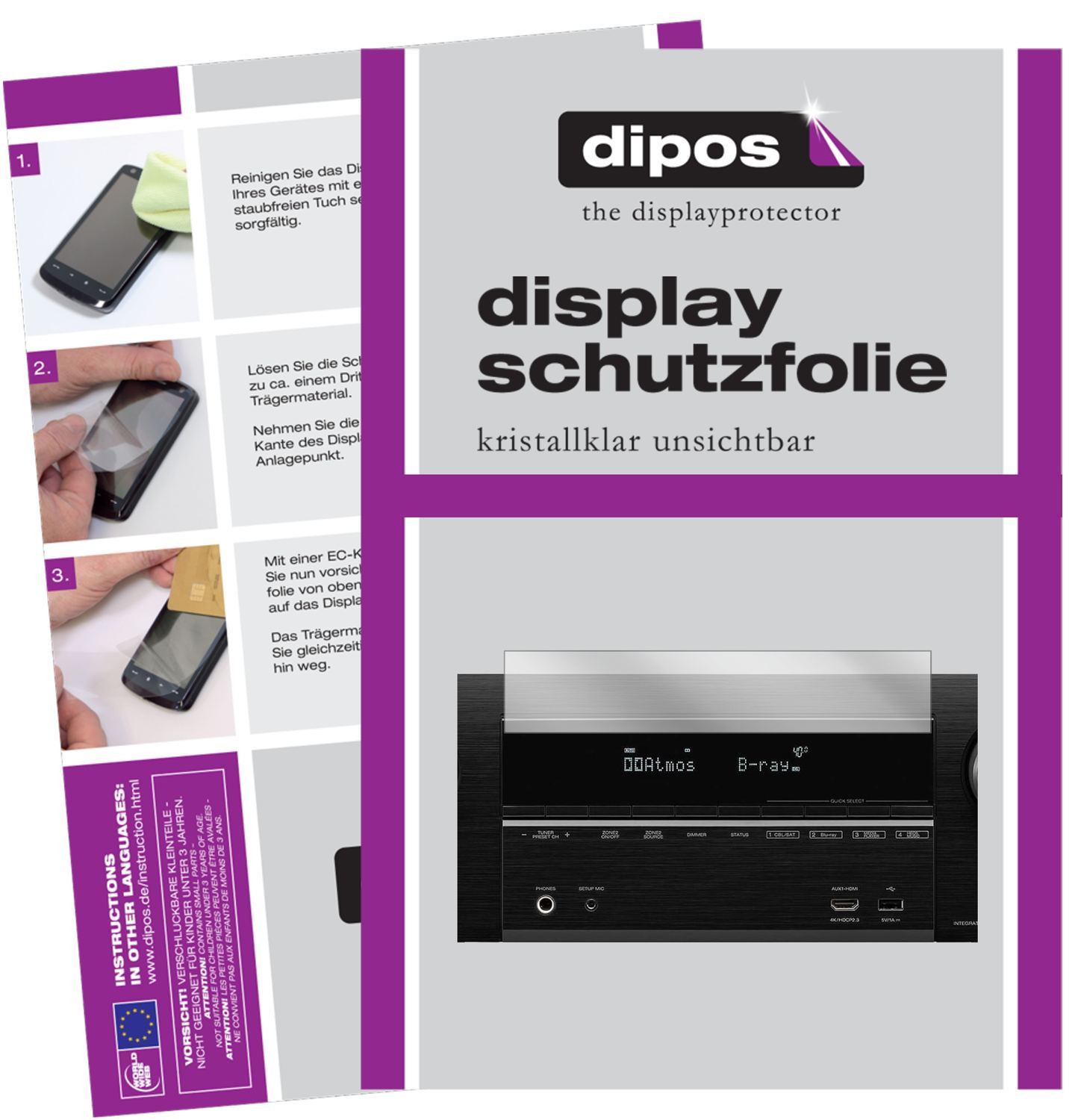 1x Schutzfolie klar für Denon AVR-X3600H Display-S (1)