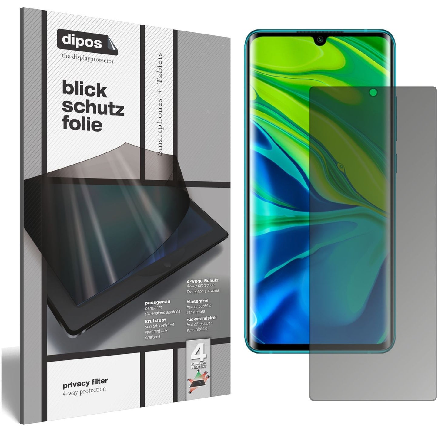 Blickschutzfolie für Xiaomi Mi Note 10 matt Schutz (1)