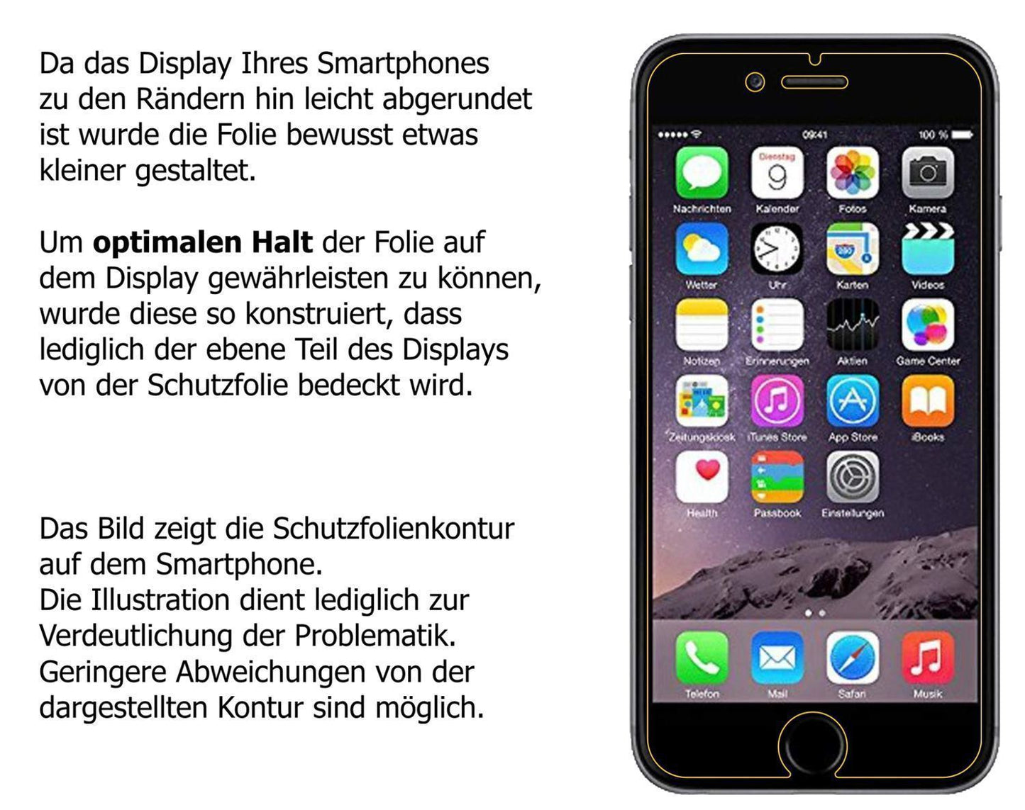 1x 9H Schutzfolie für Apple iPhone 6 / 6S / 7 Panz (3)