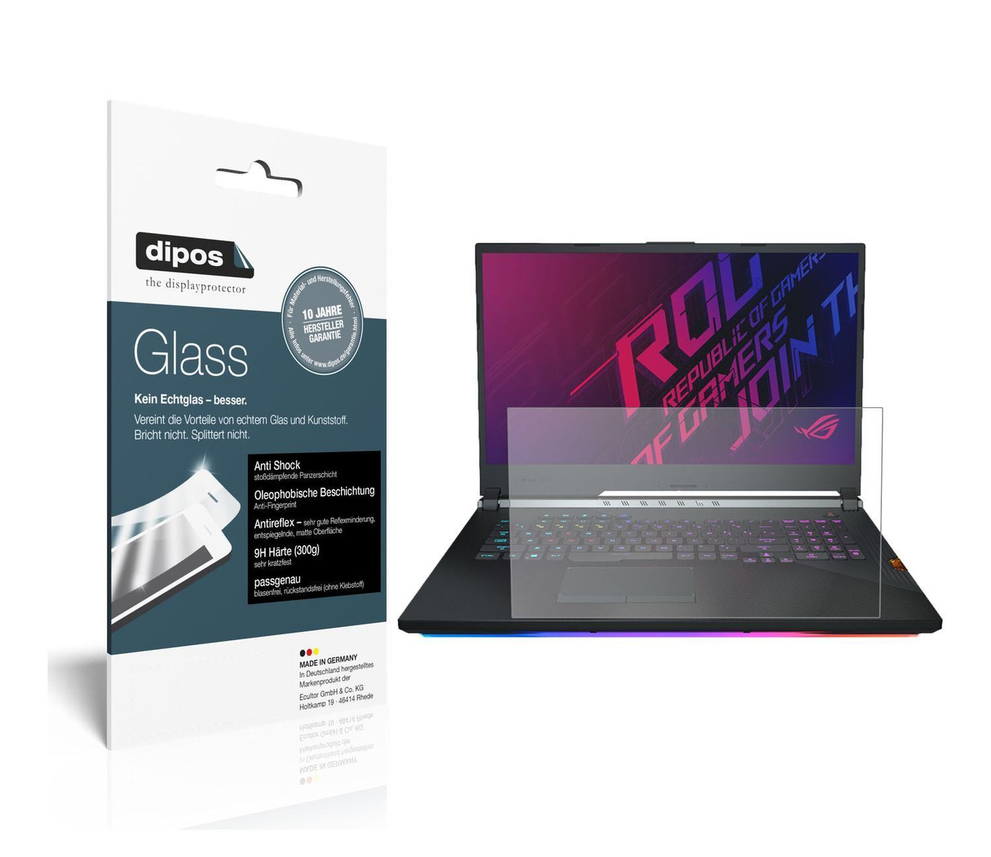 2x 9H Schutzfolie matt für Asus ROG Strix Scar III (1)