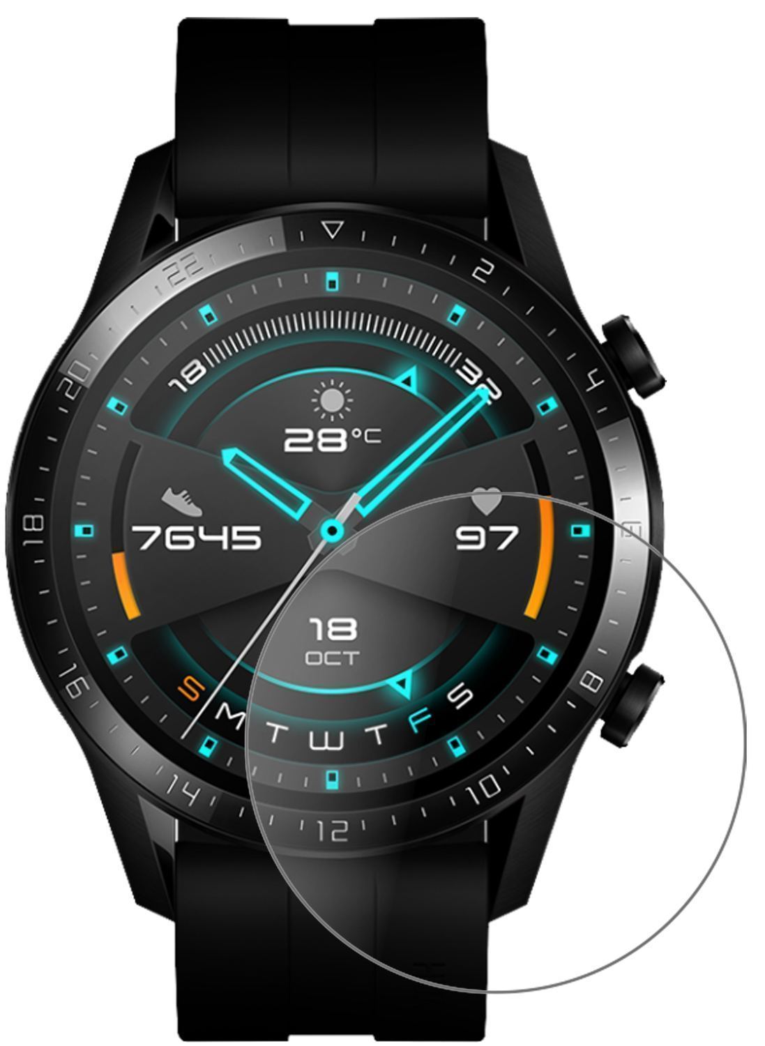 1x 9H Schutzfolie matt für Huawei Watch GT 2 (46mm (2)