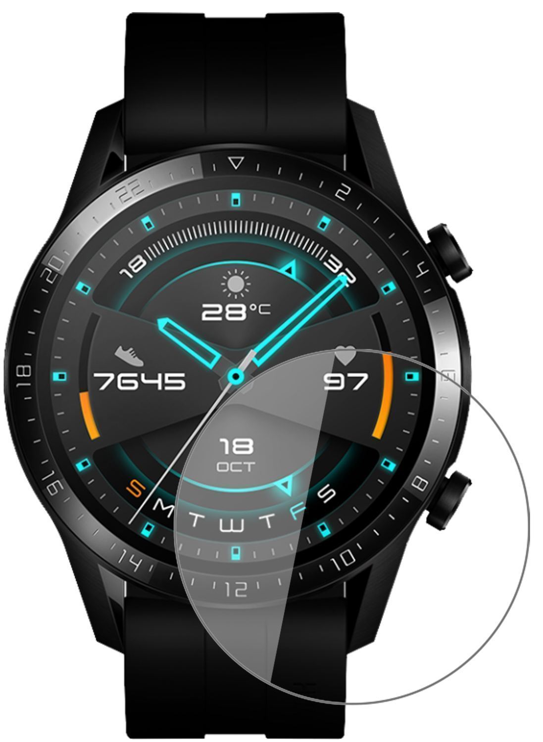 1x 9H Schutzfolie für Huawei Watch GT 2 (46mm) Pan (2)