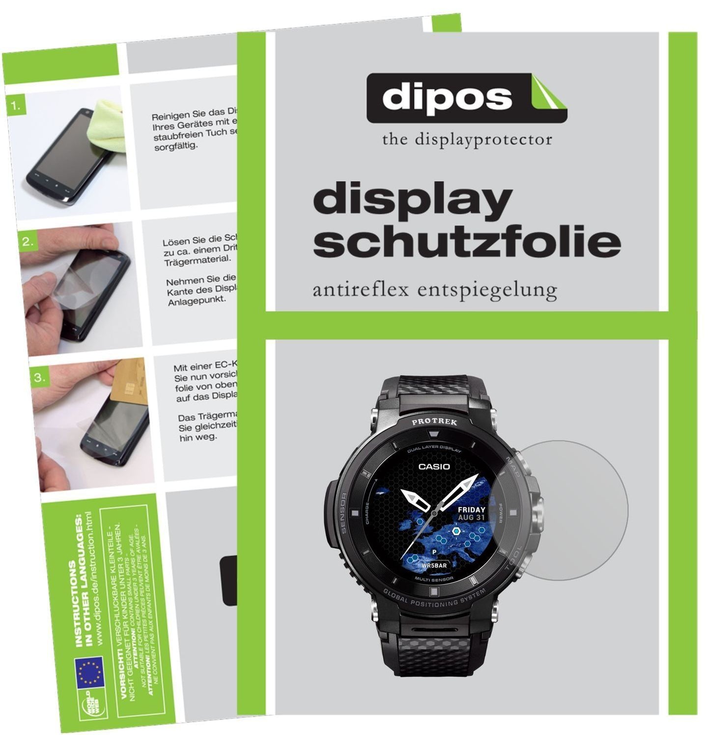 5x Schutzfolie matt für Casio Pro Trek smart WSD-F (1)