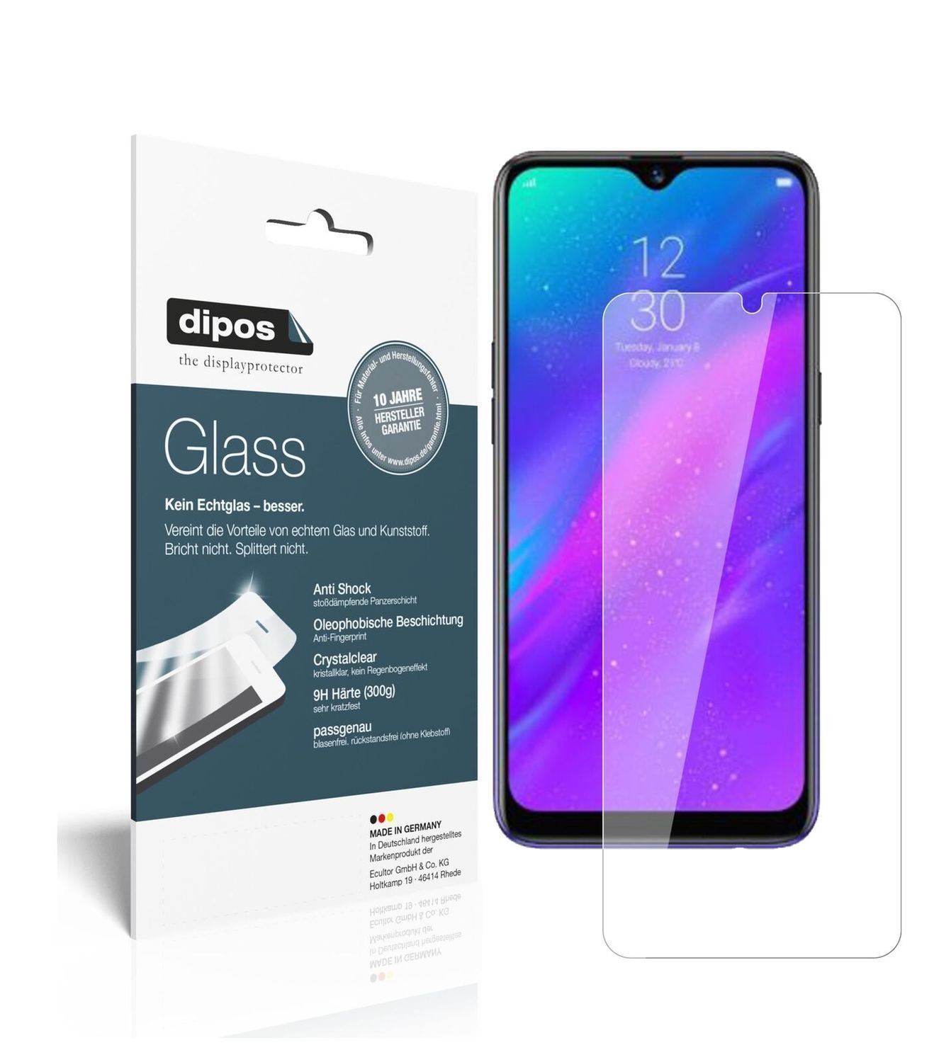 1x 9H Schutzfolie für Oppo Realme 3 Pro Panzerfoli (2)
