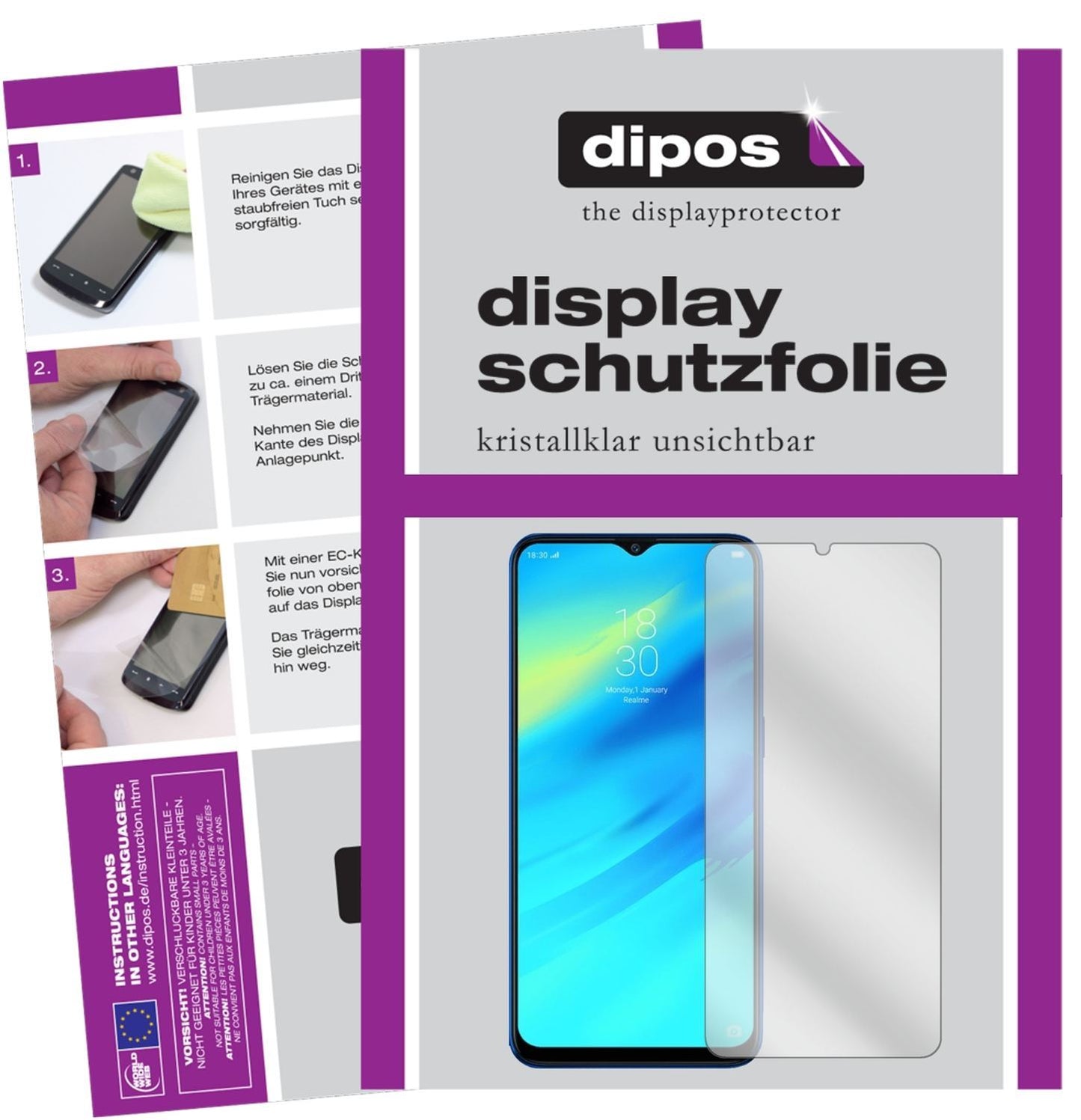 2x Schutzfolie klar für Oppo Realme C2 Display-Sch (1)
