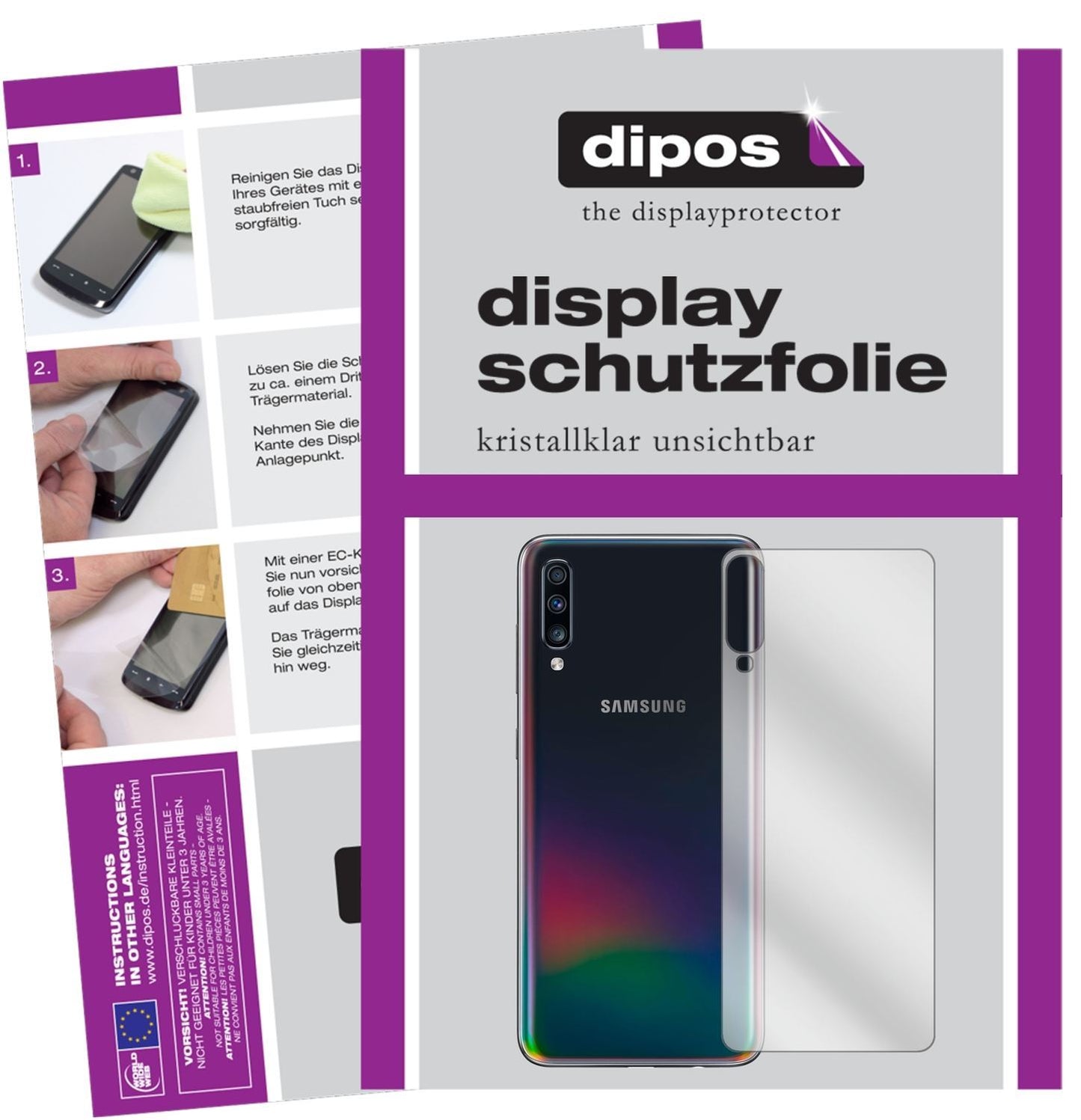 2x Schutzfolie klar für Samsung Galaxy A70 Rücksei (1)