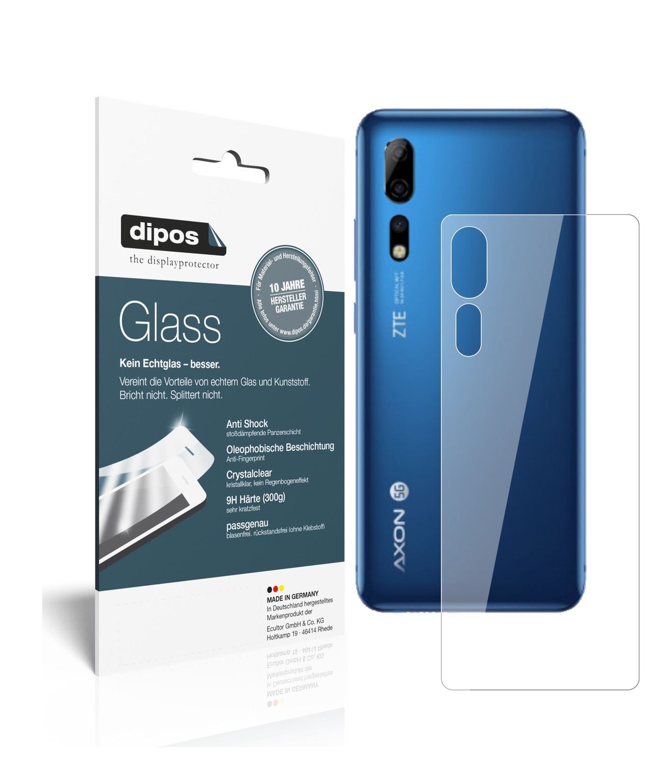 2x 9H Schutzfolie für ZTE Axon 10 Pro 5G Rückseite (1)