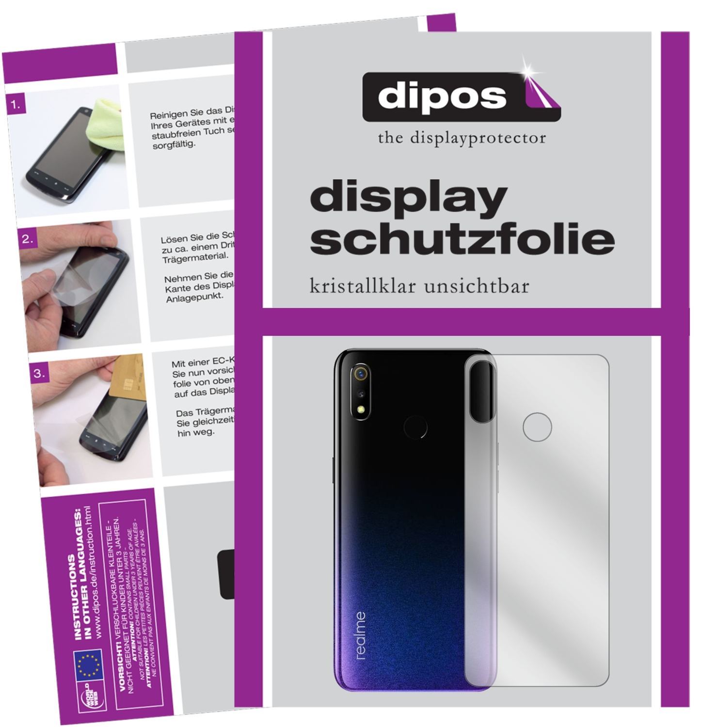 2x Schutzfolie klar für Oppo Realme 3 Rückseite Di (1)