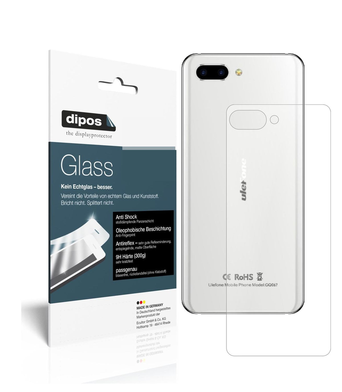 2x 9H Schutzfolie matt für Ulefone T2 Pro Rückseit (1)