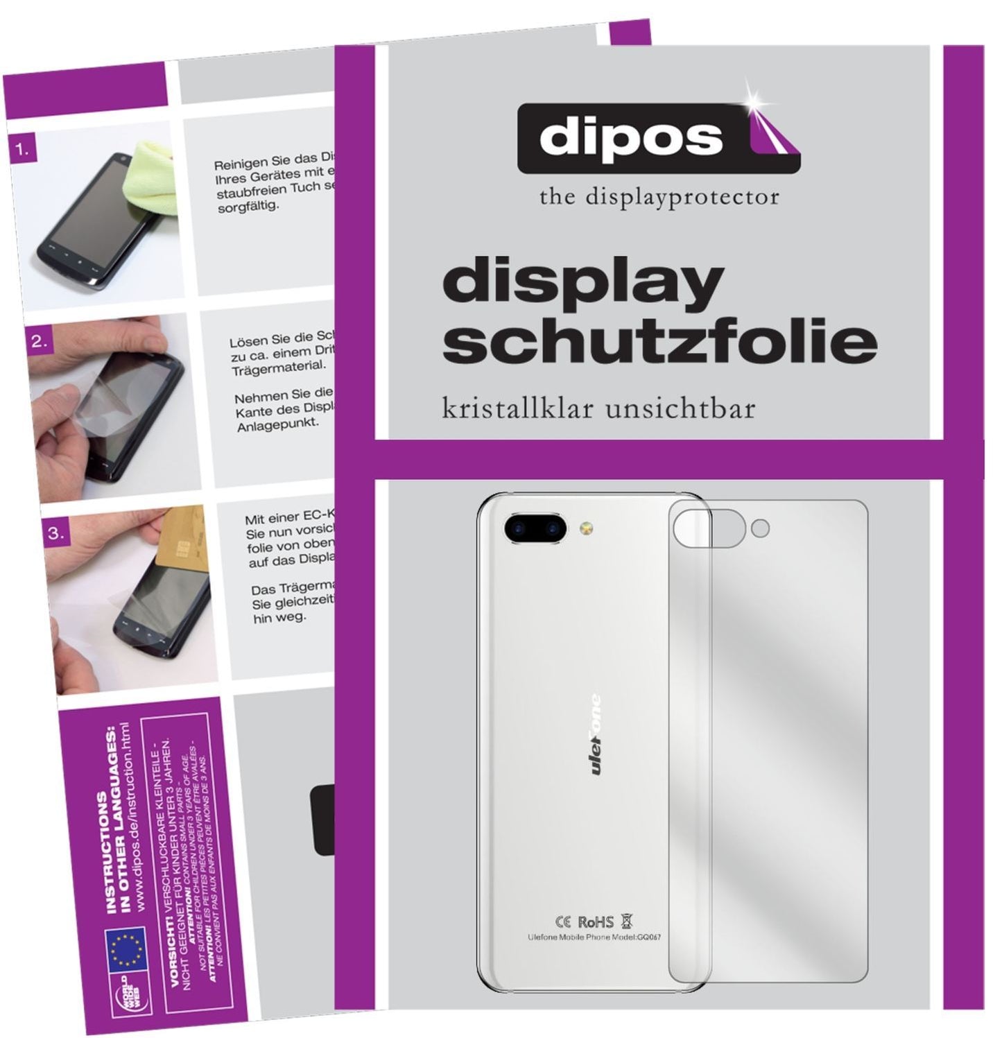 2x Schutzfolie klar für Ulefone T2 Pro Rückseite D (1)