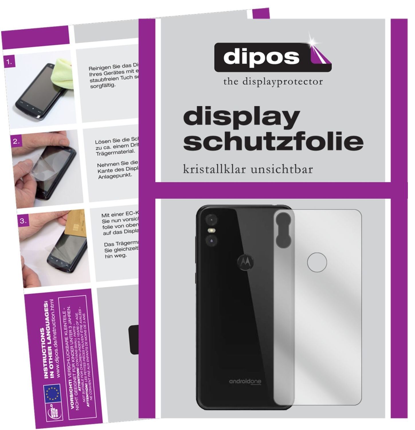 1x Schutzfolie klar für Motorola One Rückseite Dis (2)