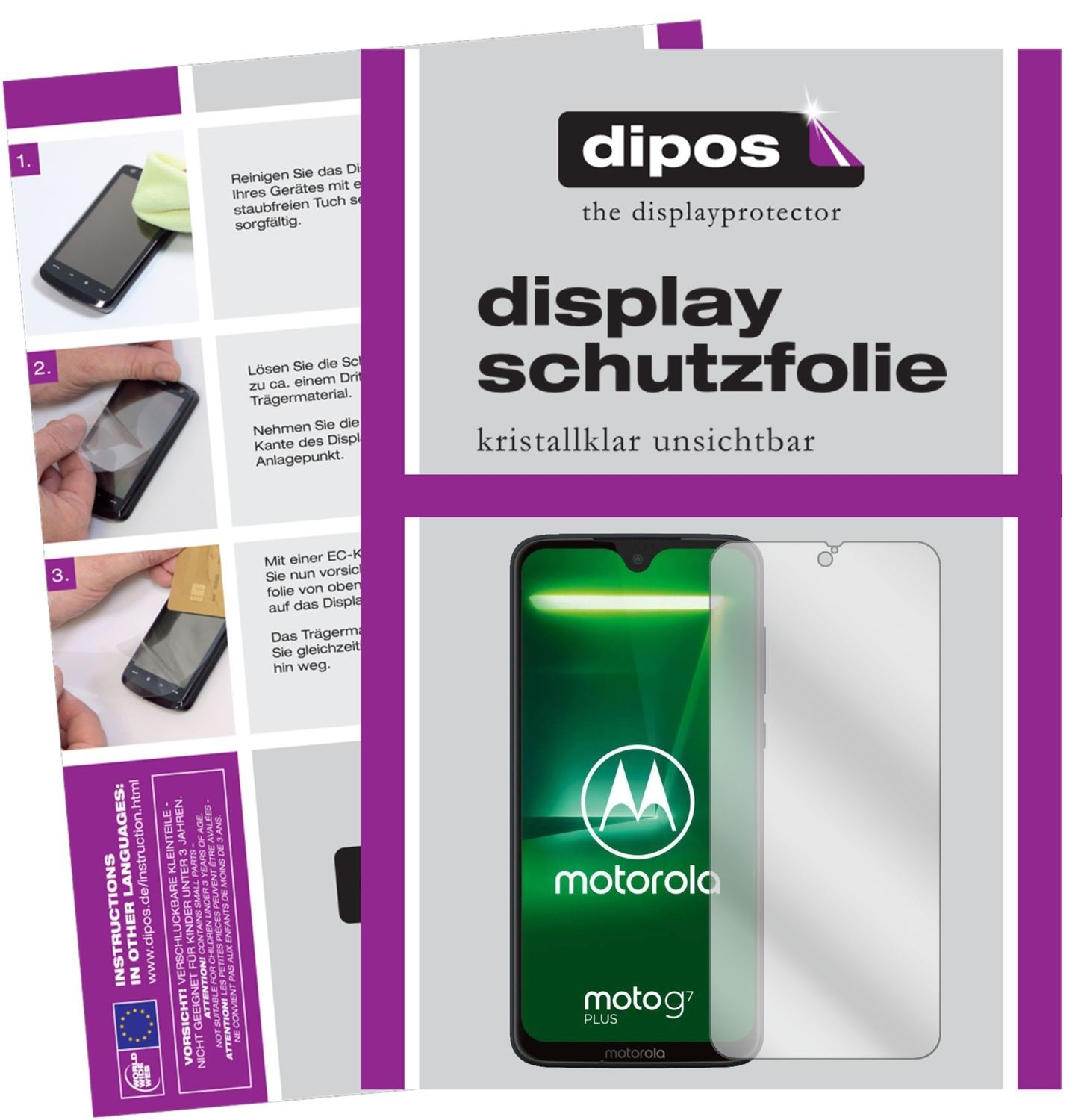 2x Schutzfolie klar für Motorola Moto G7 Plus Disp (1)