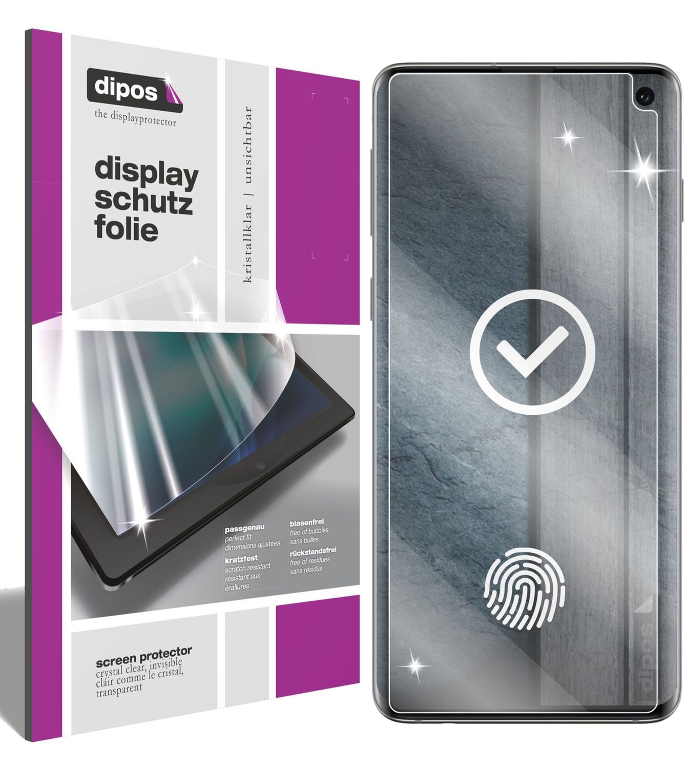 2x Schutzfolie klar für Samsung Galaxy S10 Display (1)