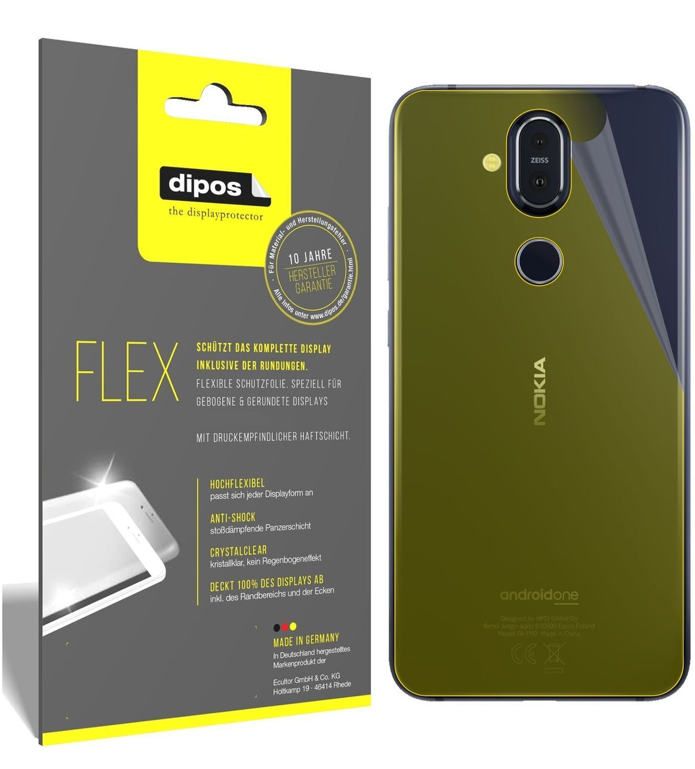 1x 3D Full Cover Schutzfolie für Nokia 8.1 Rücksei (2)