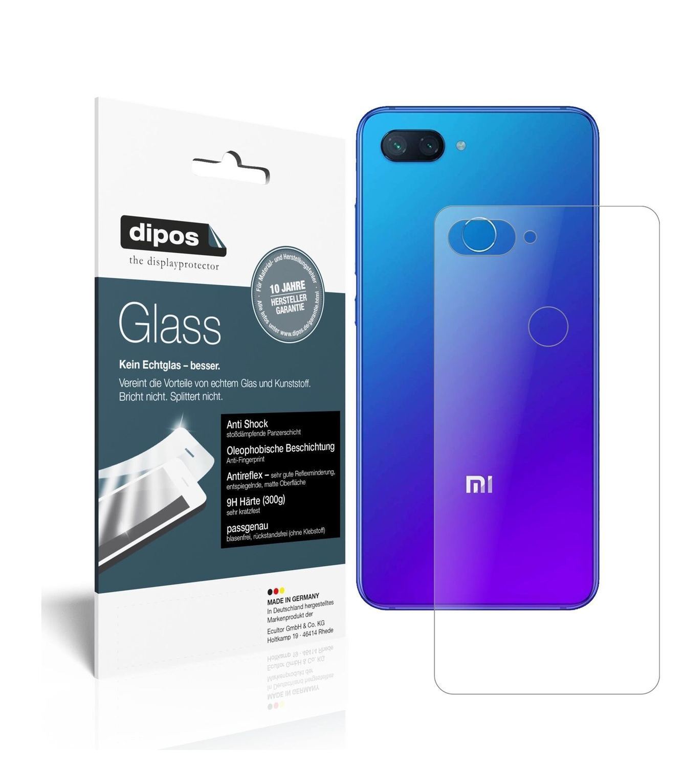 1x 9H Schutzfolie matt für Xiaomi Mi 8 Lite Rückse (2)