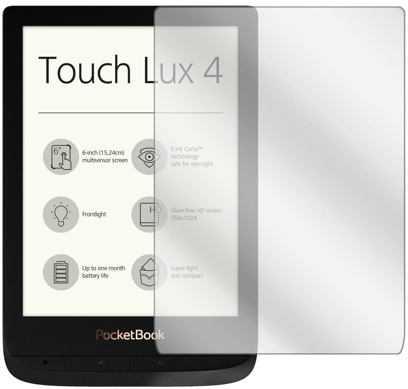 5x Schutzfolie klar für PocketBook Touch Lux 4 Dis (1)